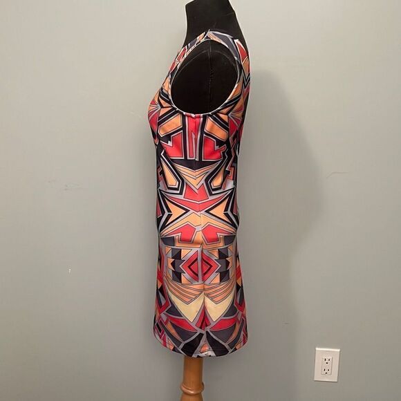 Orange & Black Aztec Print Mini Dress - Picture 3 of 10